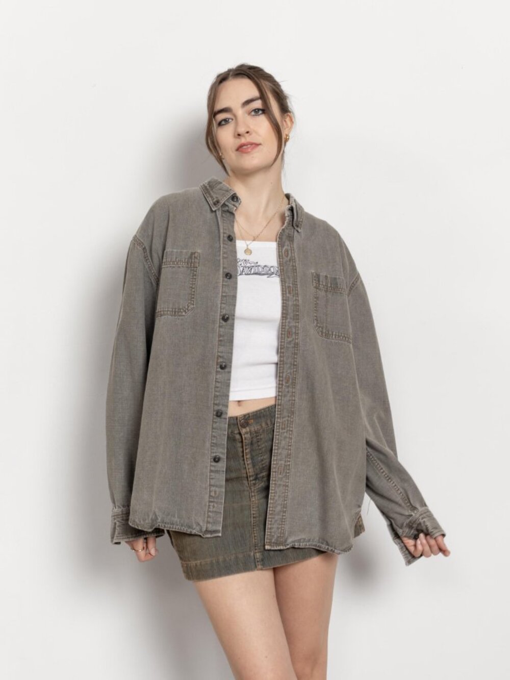 GREY JEAN Shirt Oversize Oxford Vintage Long Sleeves Baggy / Extra Large